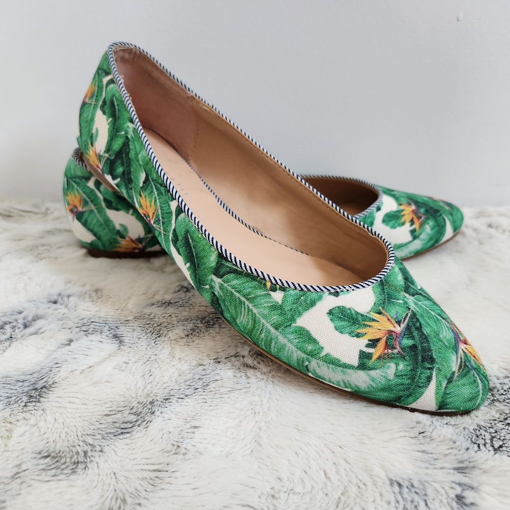 Kelly & Katie Green Floral Ballet Flats